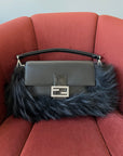 Fendi Fox Fur Crystal Embellished Python Trim Baguette (2026)