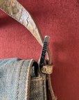 Fendi Vintage Python Trim Denim Baguette