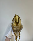 Chanel Vintage CC Metallic Gold Kiss Lock With Bijoux Chain (1989-1991)