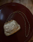 Chanel Vintage CC Metallic Gold Kiss Lock With Bijoux Chain (1989-1991)
