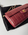 Chanel Burgundy East West Chocolate Bar Flap (2002-2003)
