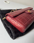 Chanel Burgundy East West Chocolate Bar Flap (2002-2003)