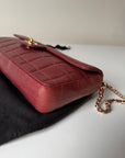 Chanel Burgundy East West Chocolate Bar Flap (2002-2003)