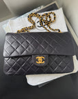 Chanel Vintage Medium Classic Double Flap In Navy Lambskin (1994-1996)