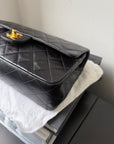 Chanel Vintage Medium Classic Double Flap In Navy Lambskin (1994-1996)