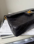 Chanel Vintage Medium Classic Double Flap In Navy Lambskin (1994-1996)