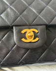 Chanel Vintage Medium Classic Double Flap In Navy Lambskin (1994-1996)