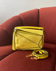 Loewe Mini Puzzle Bag In Yellow Python
