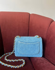 Chanel Vintage Mini Square Flap In Light Blue Denim (1991)
