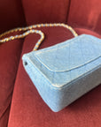 Chanel Vintage Mini Square Flap In Light Blue Denim (1991)