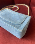 Chanel Vintage Mini Square Flap In Light Blue Denim (1991)