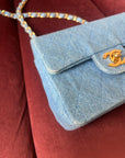 Chanel Vintage Mini Square Flap In Light Blue Denim (1991)