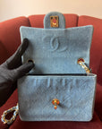 Chanel Vintage Mini Square Flap In Light Blue Denim (1991)