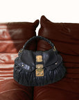 Miu Miu Black Leather Matelasse Hobo Bag Vintage