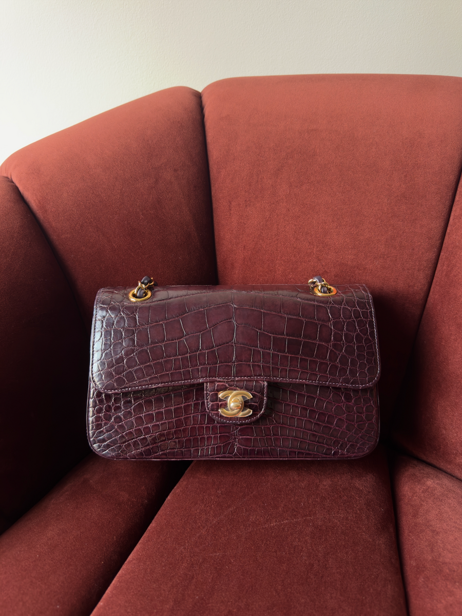 Chanel Medium Classic Double Flap In Prune Crocodile (2017) – Club Ena