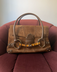 Gucci by Tom Ford Bamboo Horsebit Shopper In Brown Suede (2006)