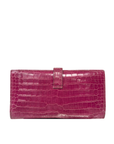 Hermès 18k White Gold & Diamonds Bearn Wallet In Shiny Porosus Crocodile