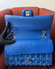 Chanel Classic Medium Double Flap In Blue Quilted Tweed (2023)