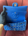 Chanel Classic Medium Double Flap In Blue Quilted Tweed (2023)