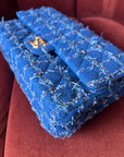 Chanel Classic Medium Double Flap In Blue Quilted Tweed (2023)