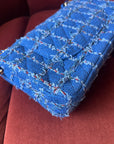 Chanel Classic Medium Double Flap In Blue Quilted Tweed (2023)