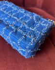 Chanel Classic Medium Double Flap In Blue Quilted Tweed (2023)