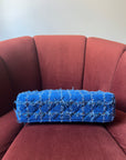 Chanel Classic Medium Double Flap In Blue Quilted Tweed (2023)