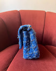 Chanel Classic Medium Double Flap In Blue Quilted Tweed (2023)