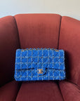 Chanel Classic Medium Double Flap In Blue Quilted Tweed (2023)