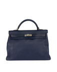 Hermès Kelly 40 In Bleu De Prusse Clemence Leather (2009)