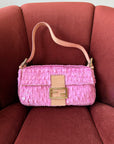 Fendi Vintage Pink Sequin Python Baguette
