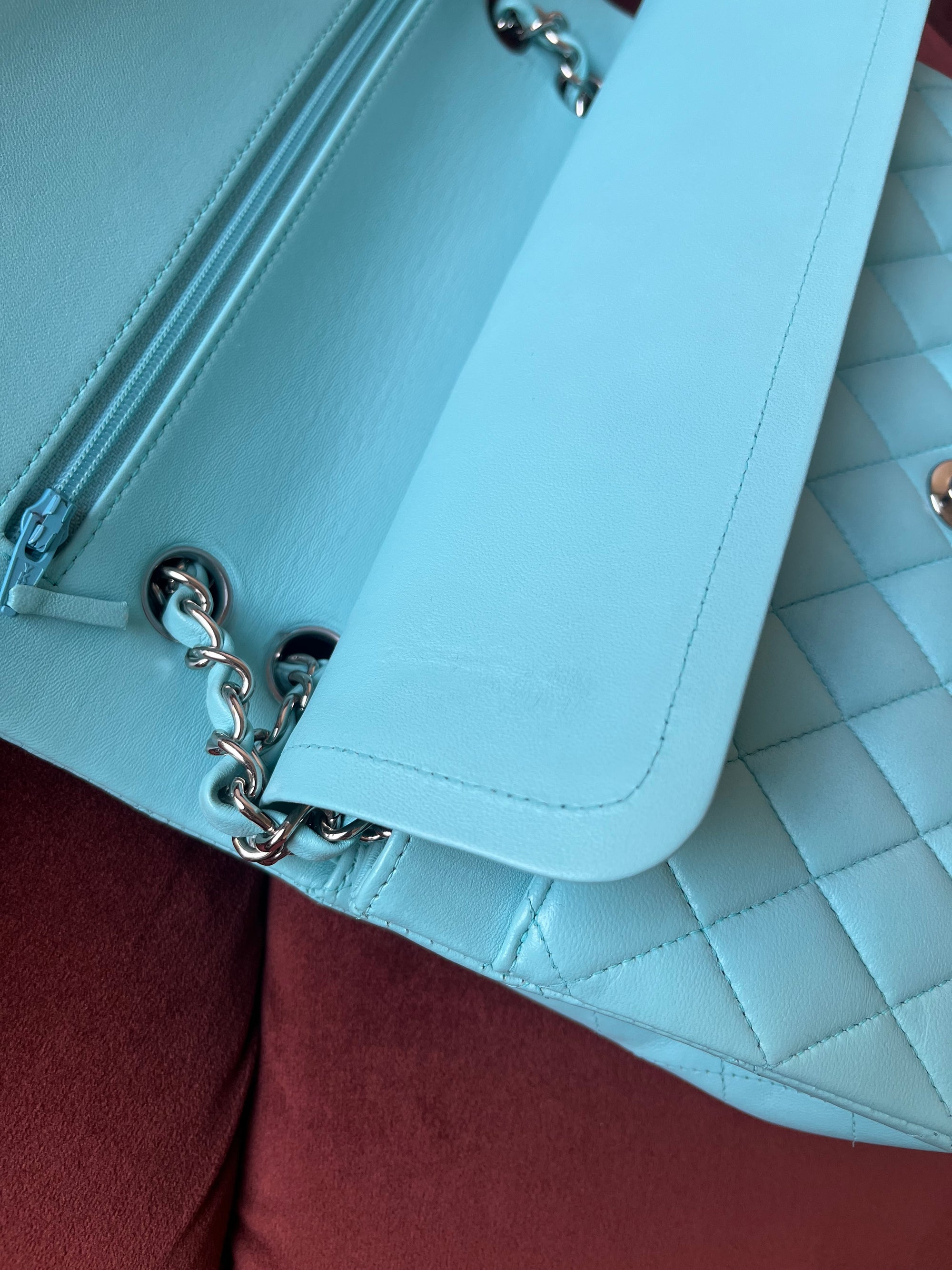 Chanel Medium Classic Double Flap In Tiffany Blue Lambskin (2019)