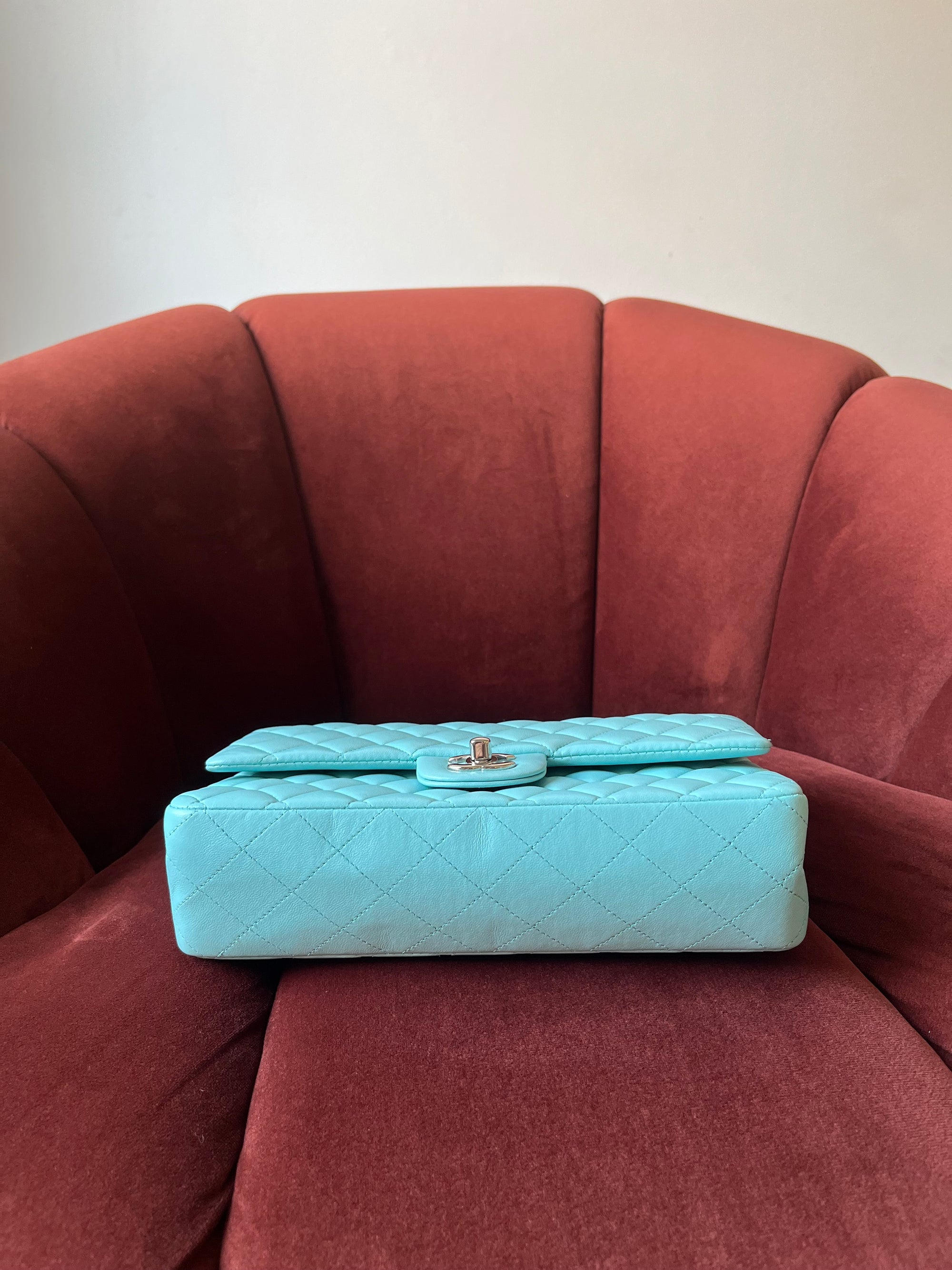 Chanel Medium Classic Double Flap In Tiffany Blue Lambskin (2019)