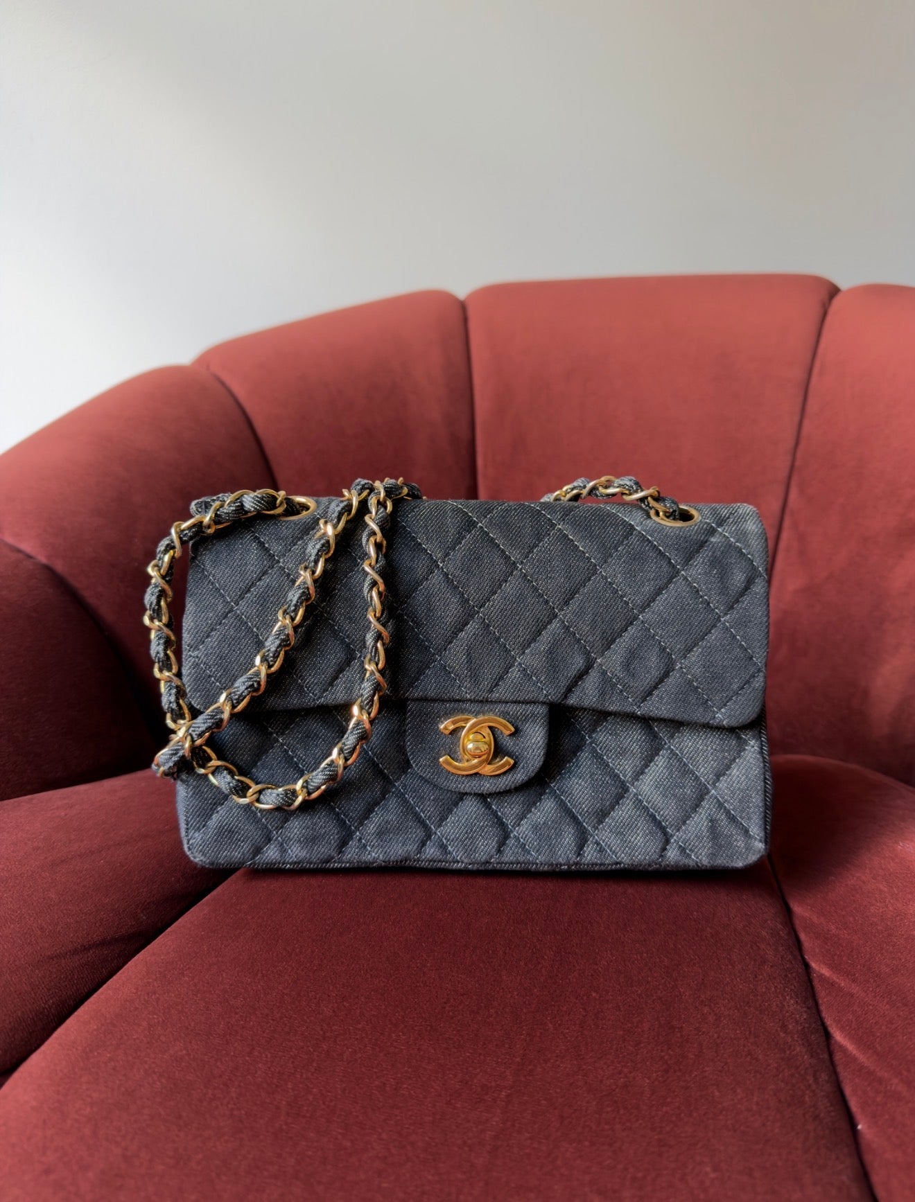 Chanel Small Vintage Double Flap In Dark Blue Denim (1997-1999)