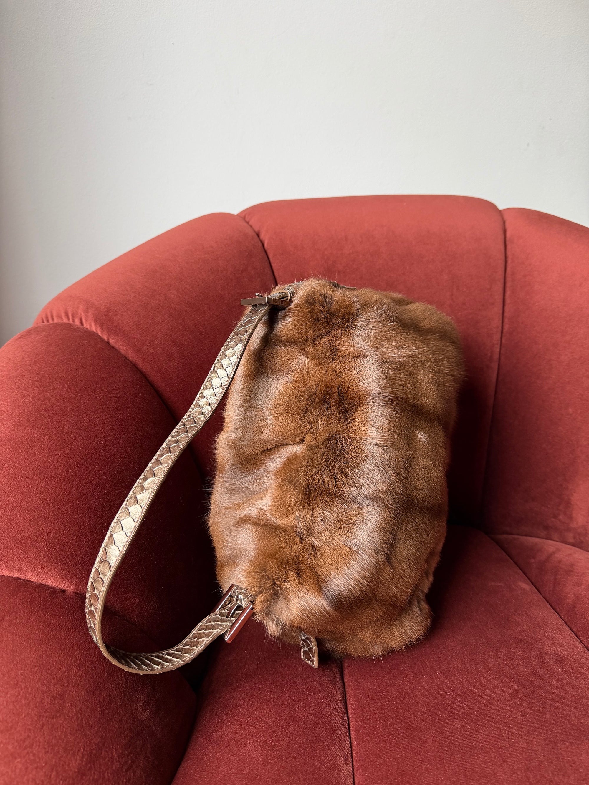 Fendi Vintage Mink &amp; Python Mama Baguette