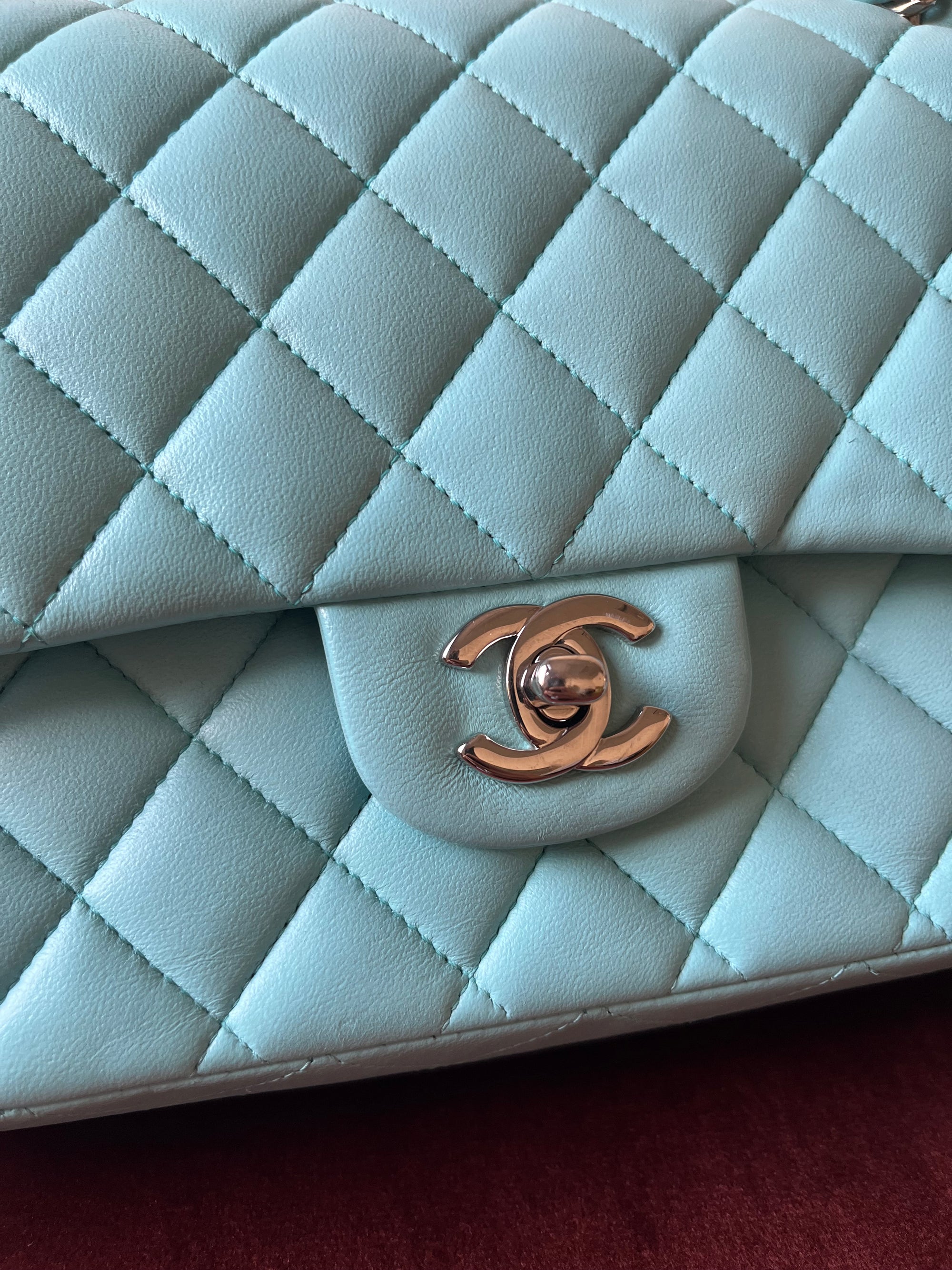 Chanel Medium Classic Double Flap In Tiffany Blue Lambskin (2019)
