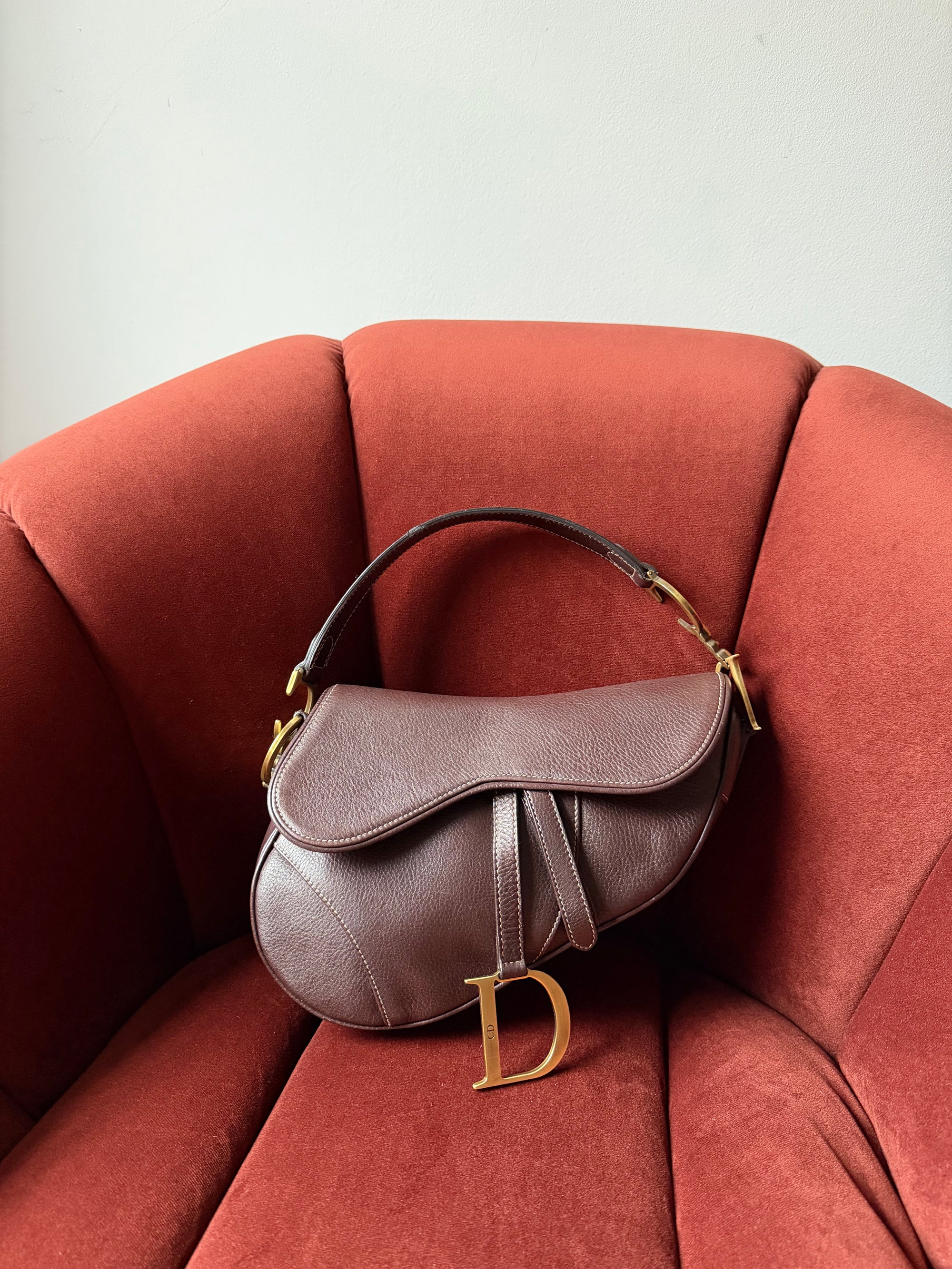 Dior Vintage Brown Leather Saddle Bag (2002)