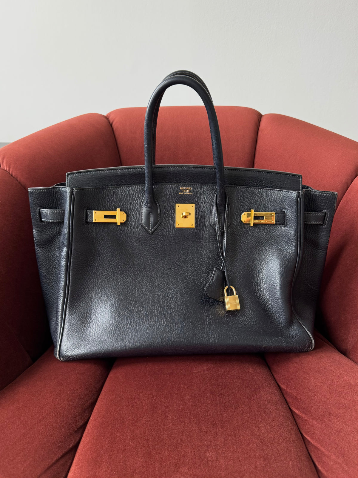 Hermès Birkin 35 In Indigo Ardennes (2003)