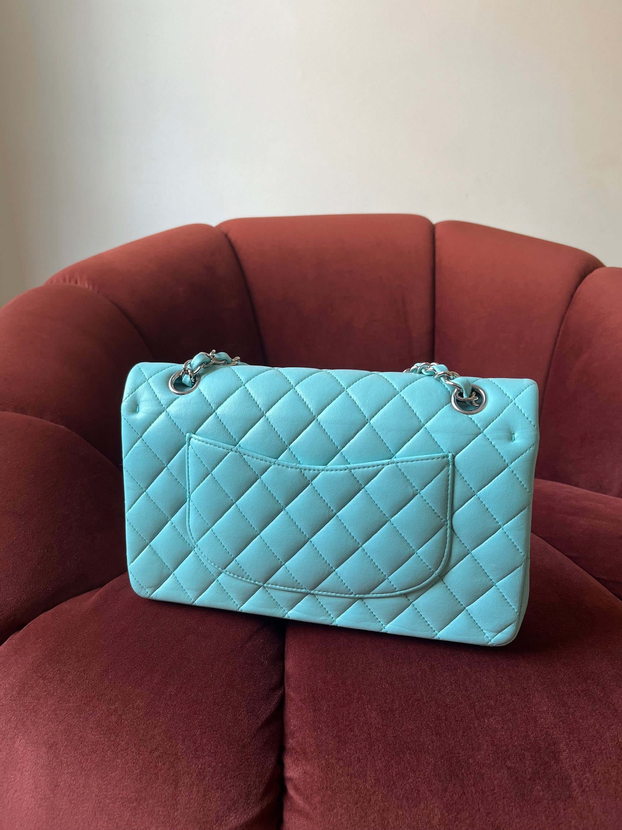 Chanel Medium Classic Double Flap In Tiffany Blue Lambskin (2019)