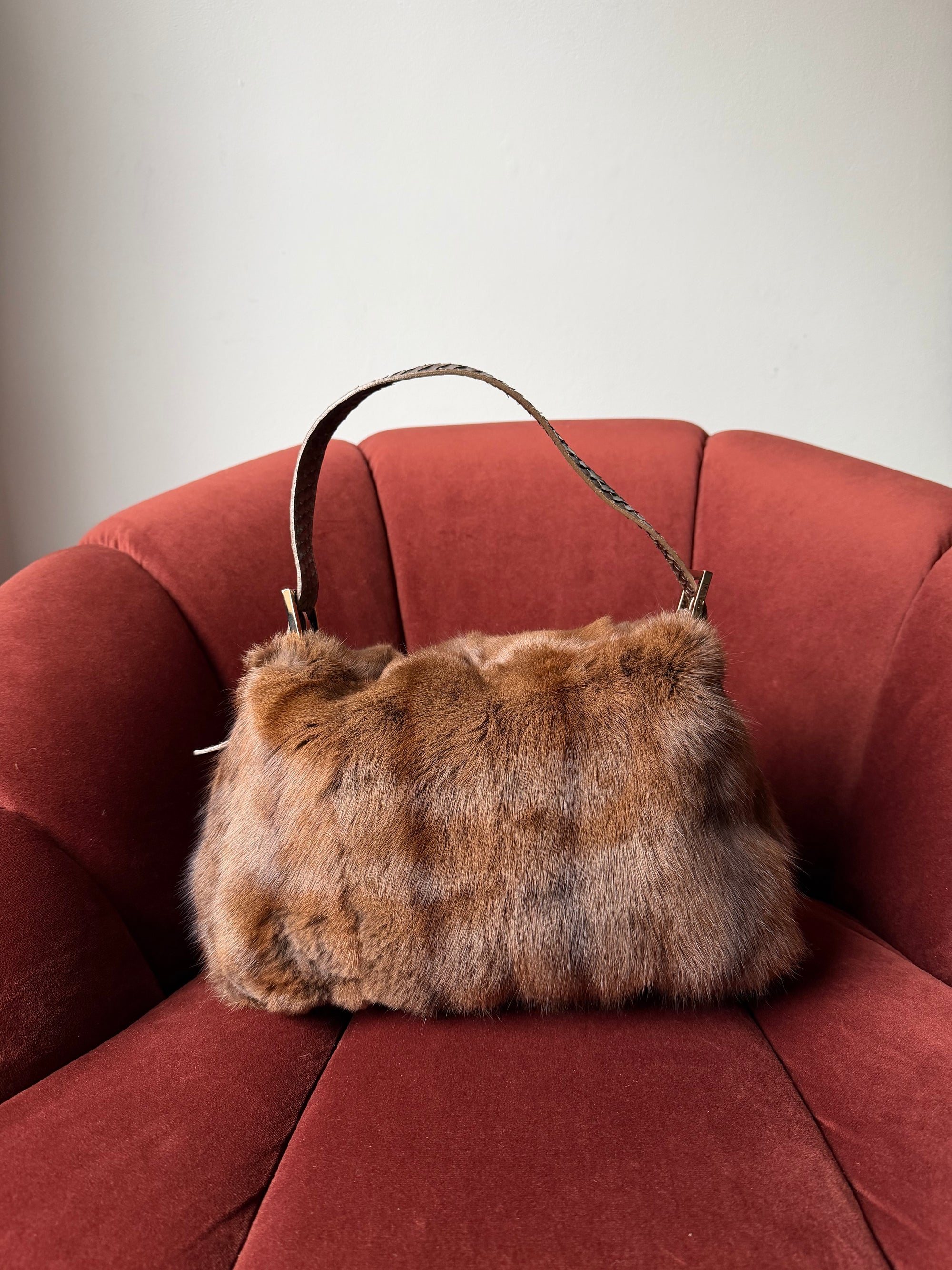 Fendi Vintage Mink &amp; Python Mama Baguette