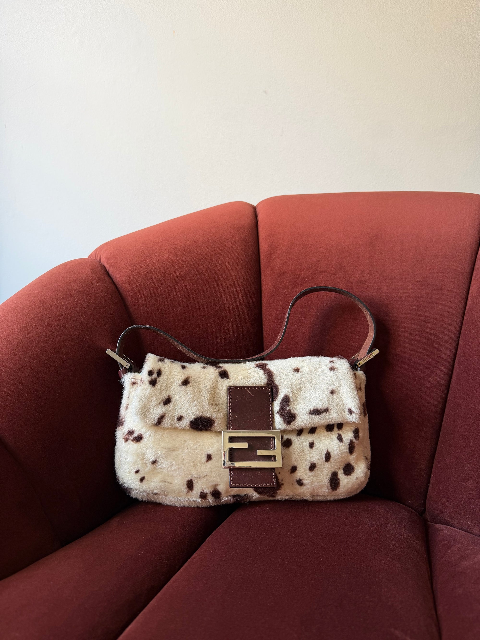 Fendi Vintage Pony hair Dalmatian Baguette