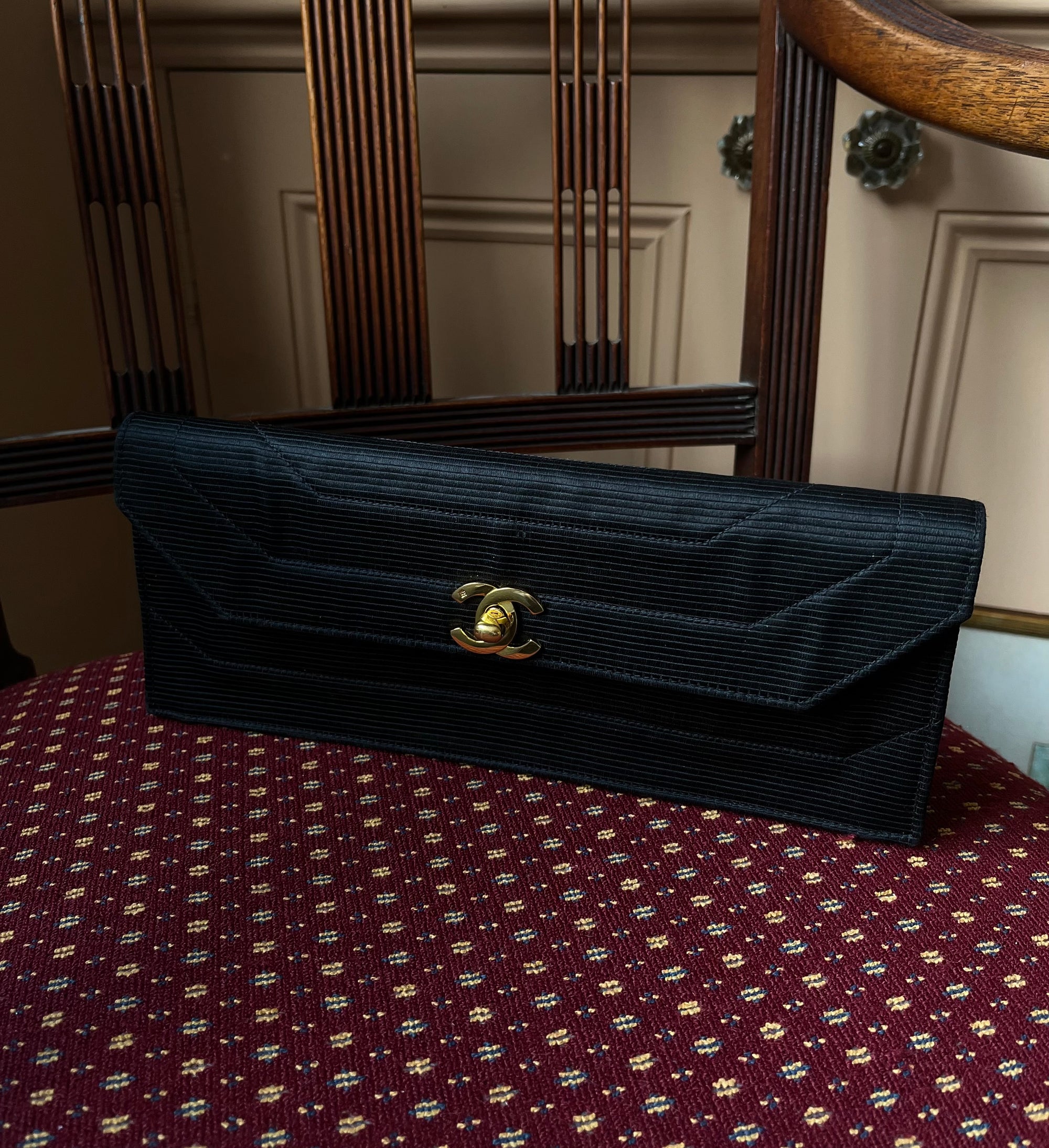 Chanel Vintage Satin Envelope Clutch (1991-1994)