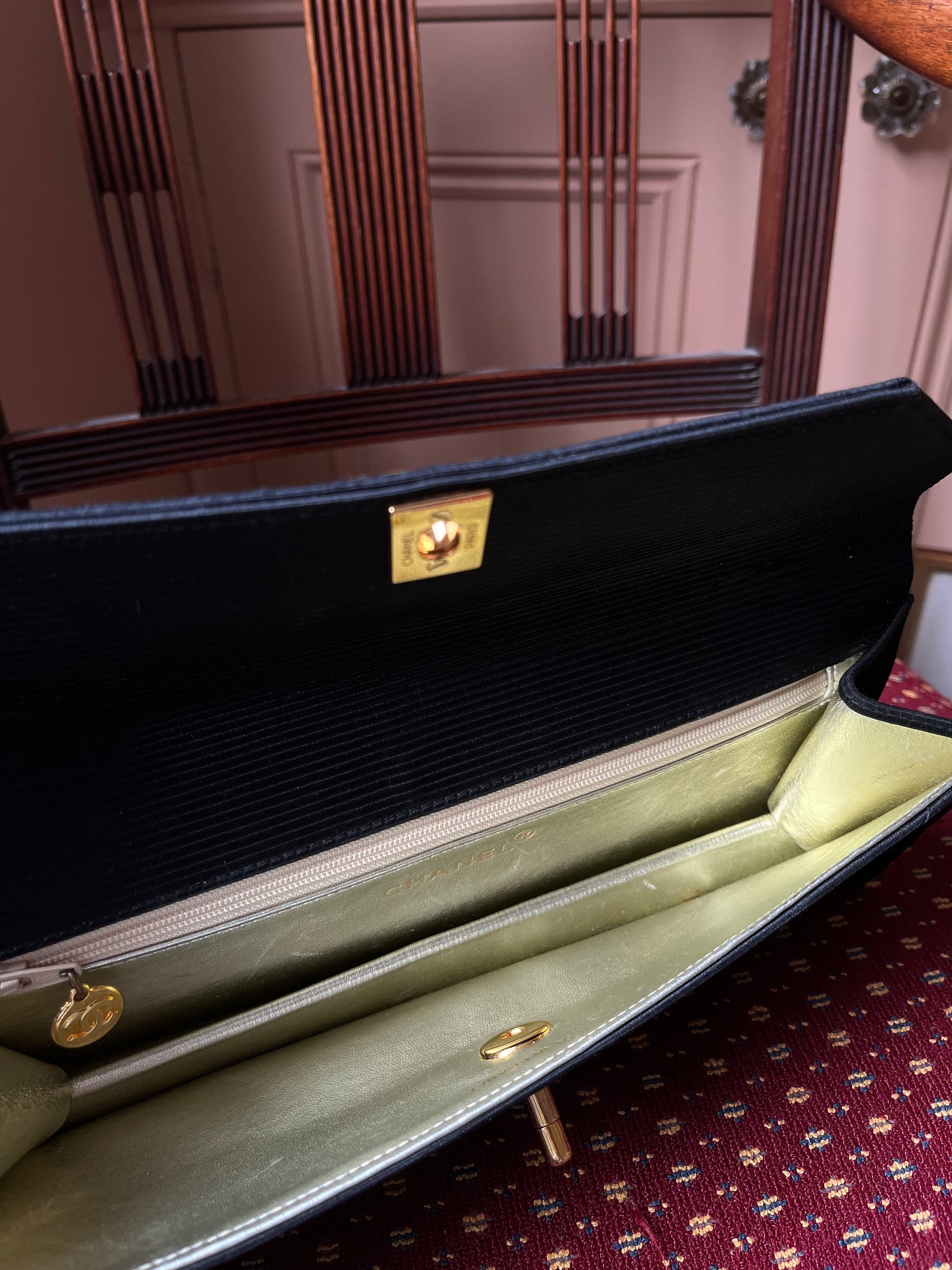 Chanel Vintage Satin Envelope Clutch (1991-1994)