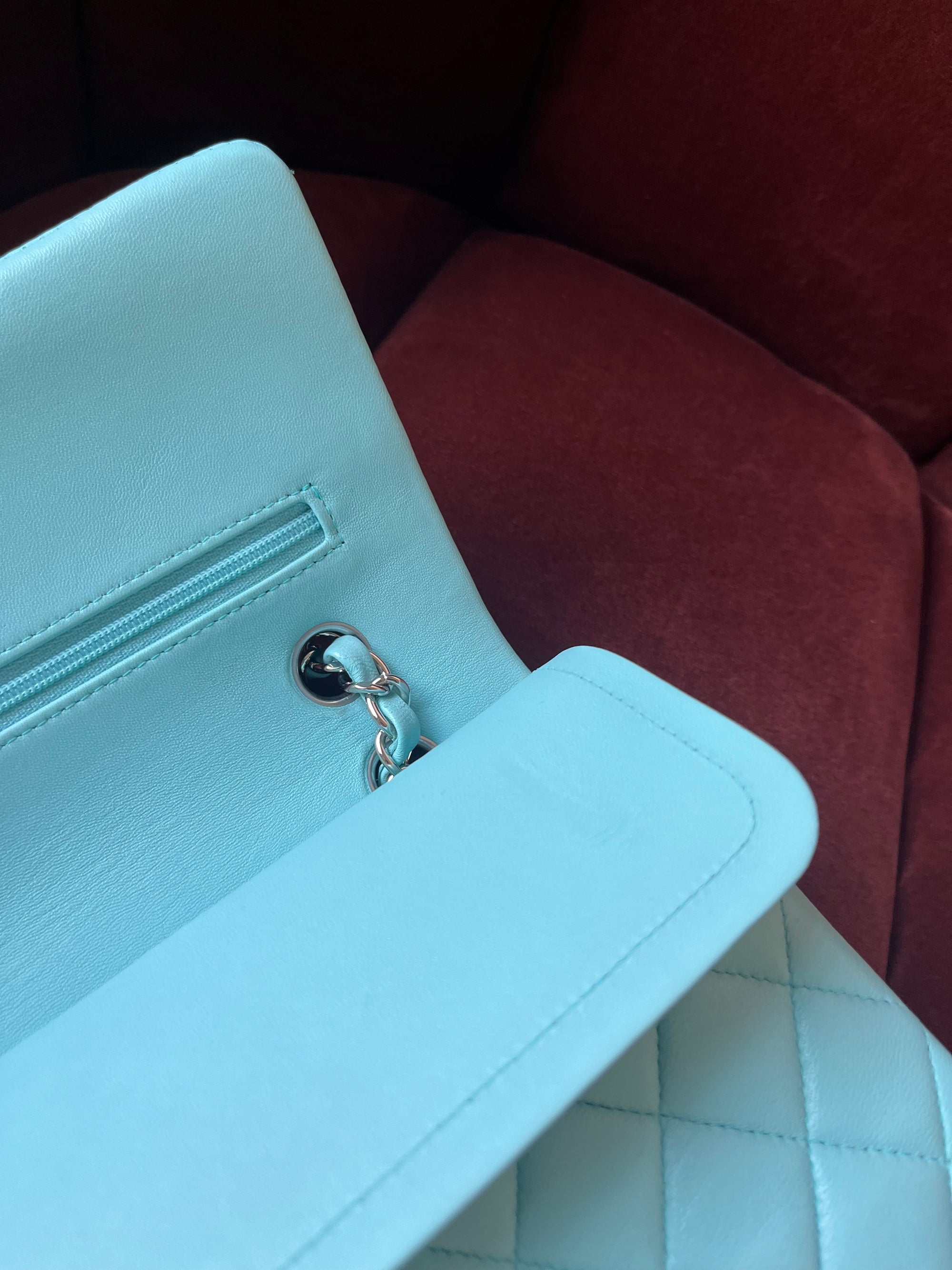 Chanel Medium Classic Double Flap In Tiffany Blue Lambskin (2019)