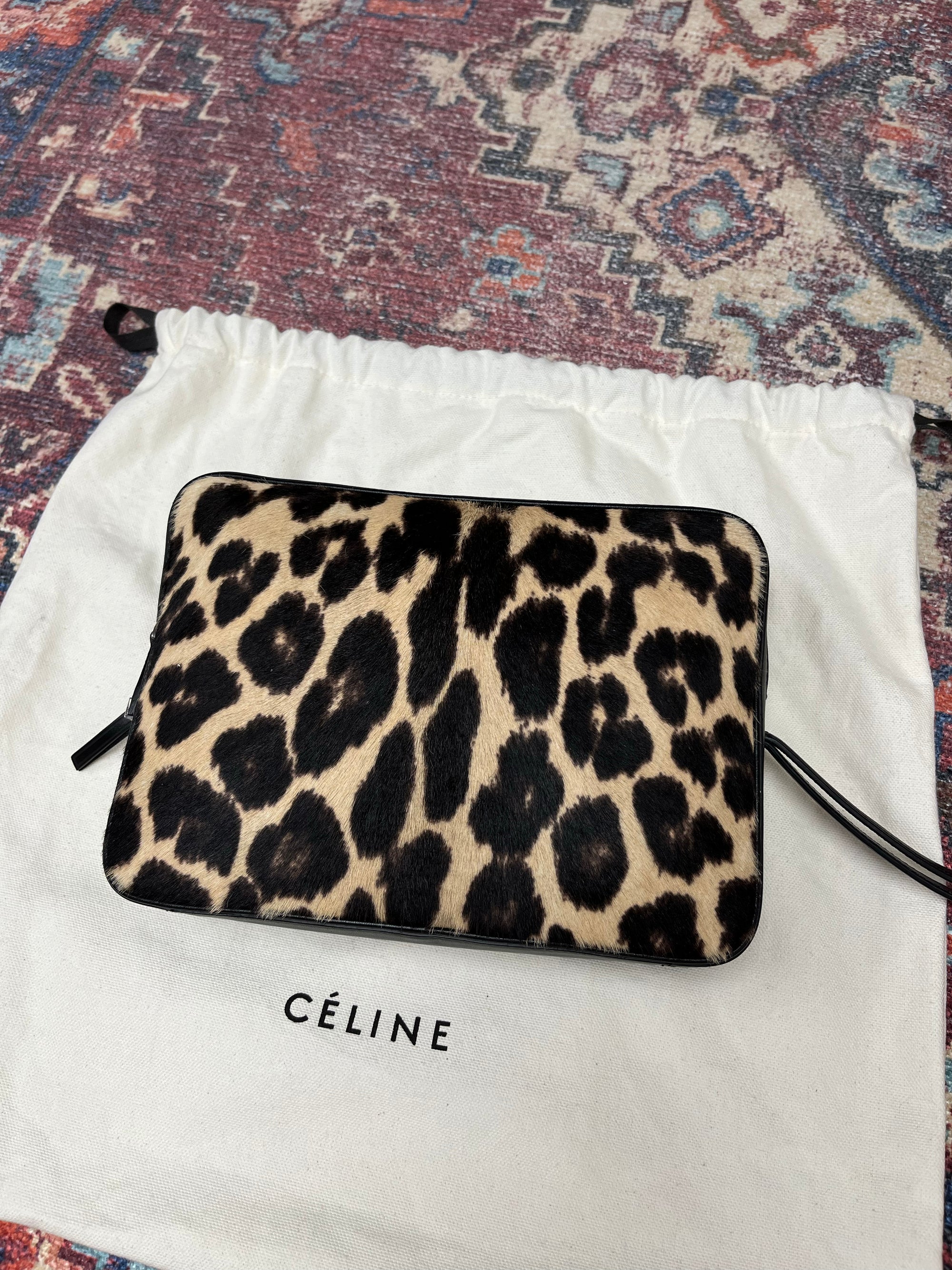 Celine by Phoebe Philo Leopard Print Calf hair Clutch