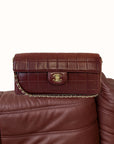Chanel Burgundy East West Chocolate Bar Flap (2002-2003)