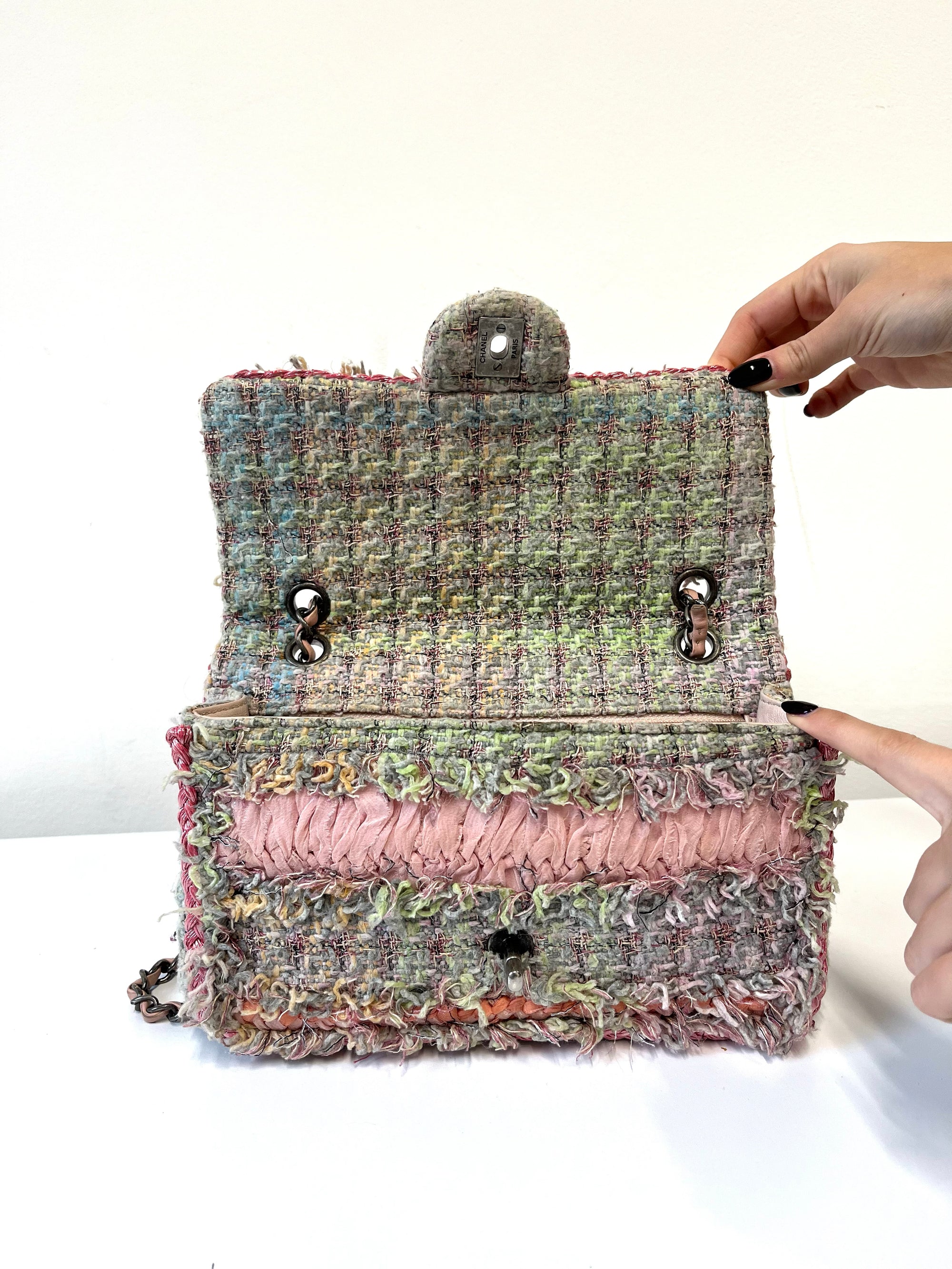 Chanel Multicolour Braided Tweed &amp; Ribbon Classic Flap (2014)