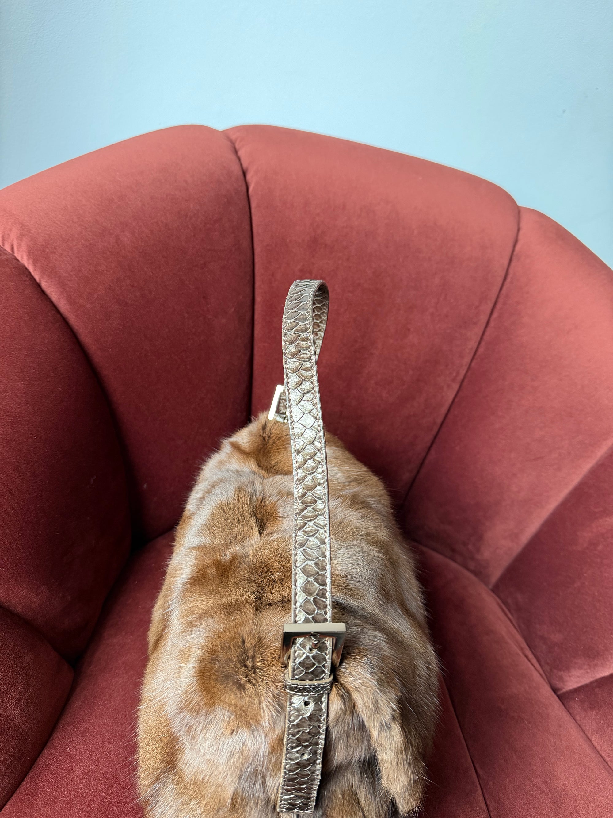 Fendi Vintage Mink &amp; Python Mama Baguette