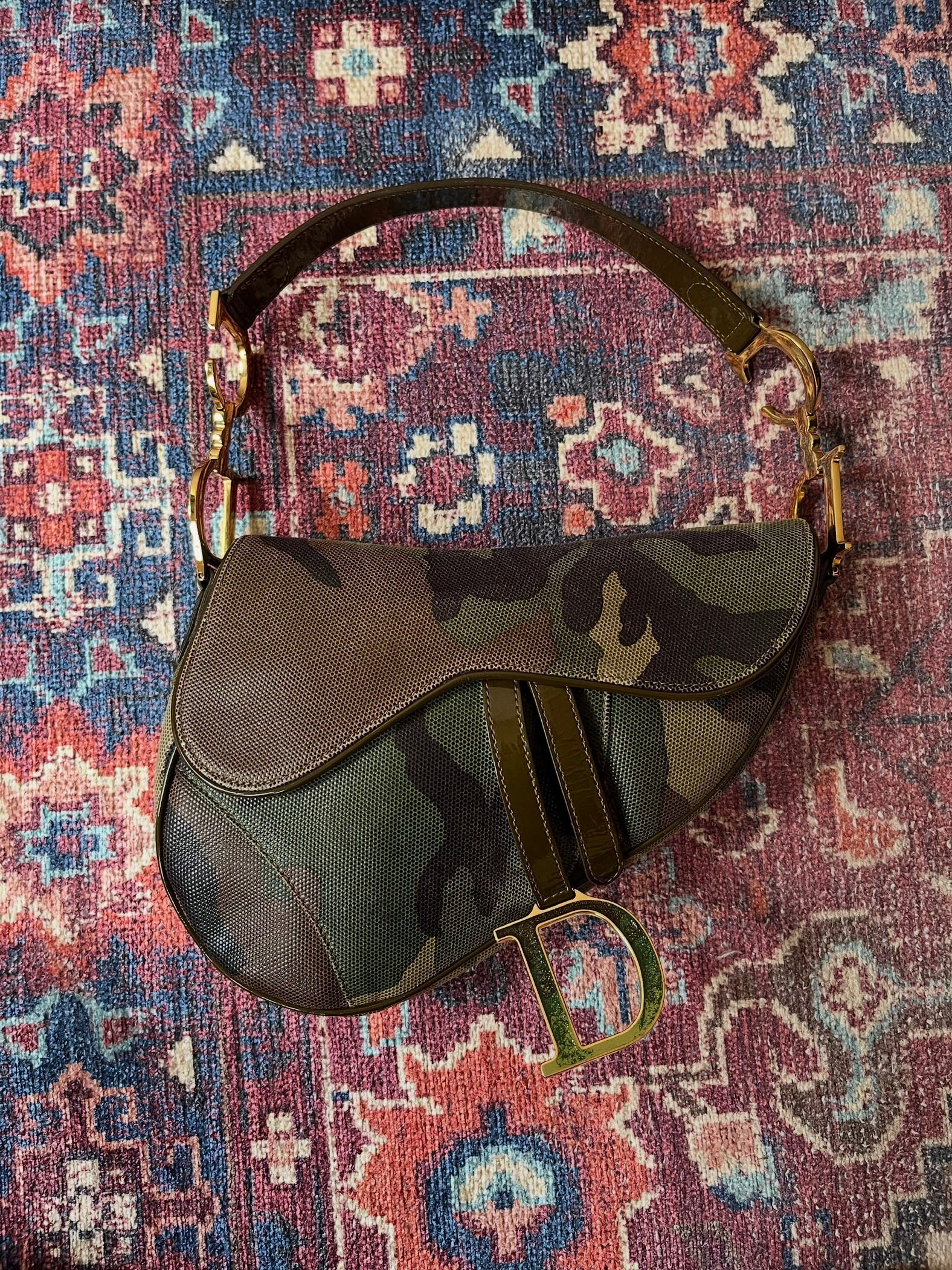 Vintage Dior Camouflage Saddle Bag