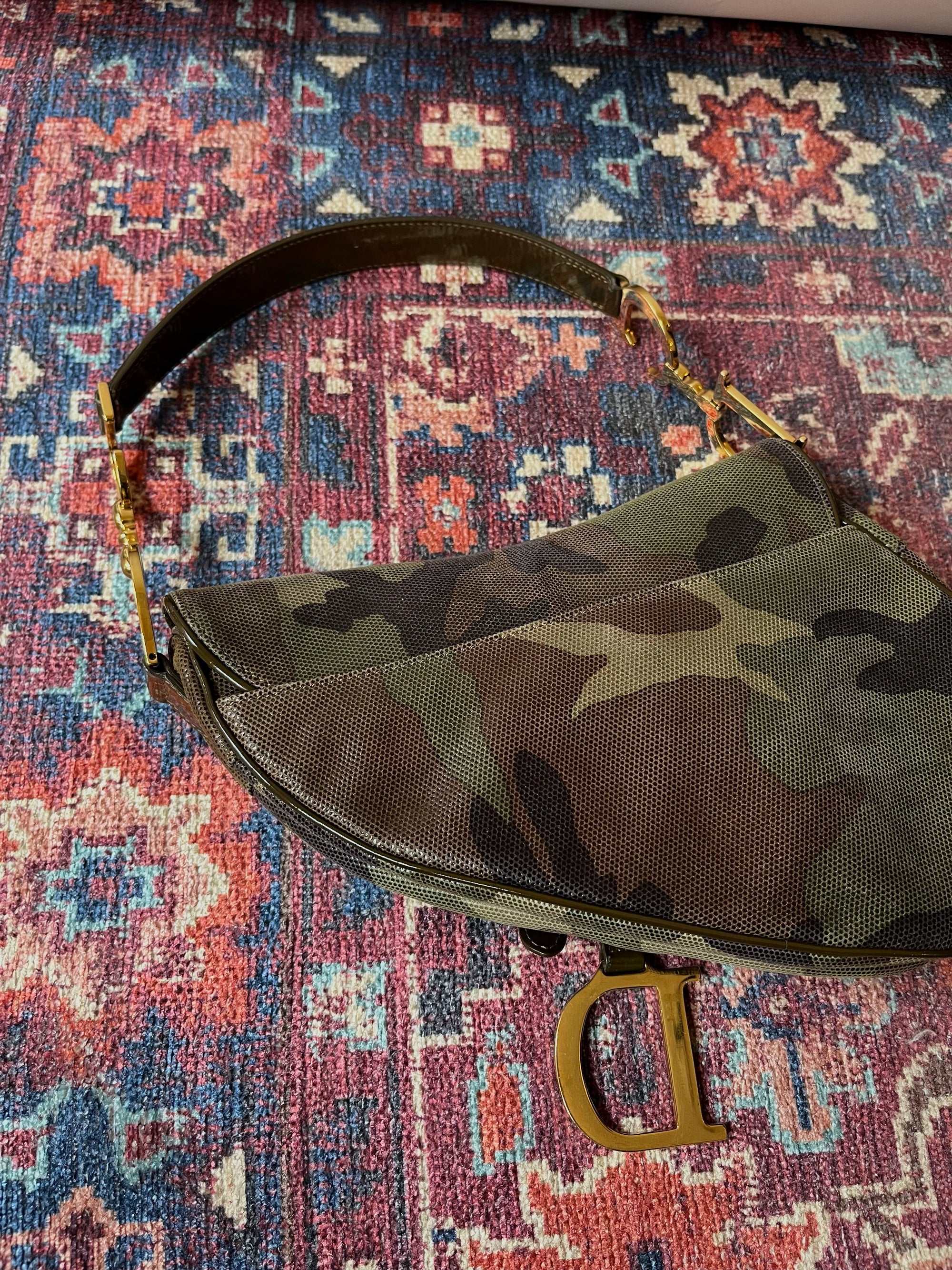 Vintage Dior Camouflage Saddle Bag